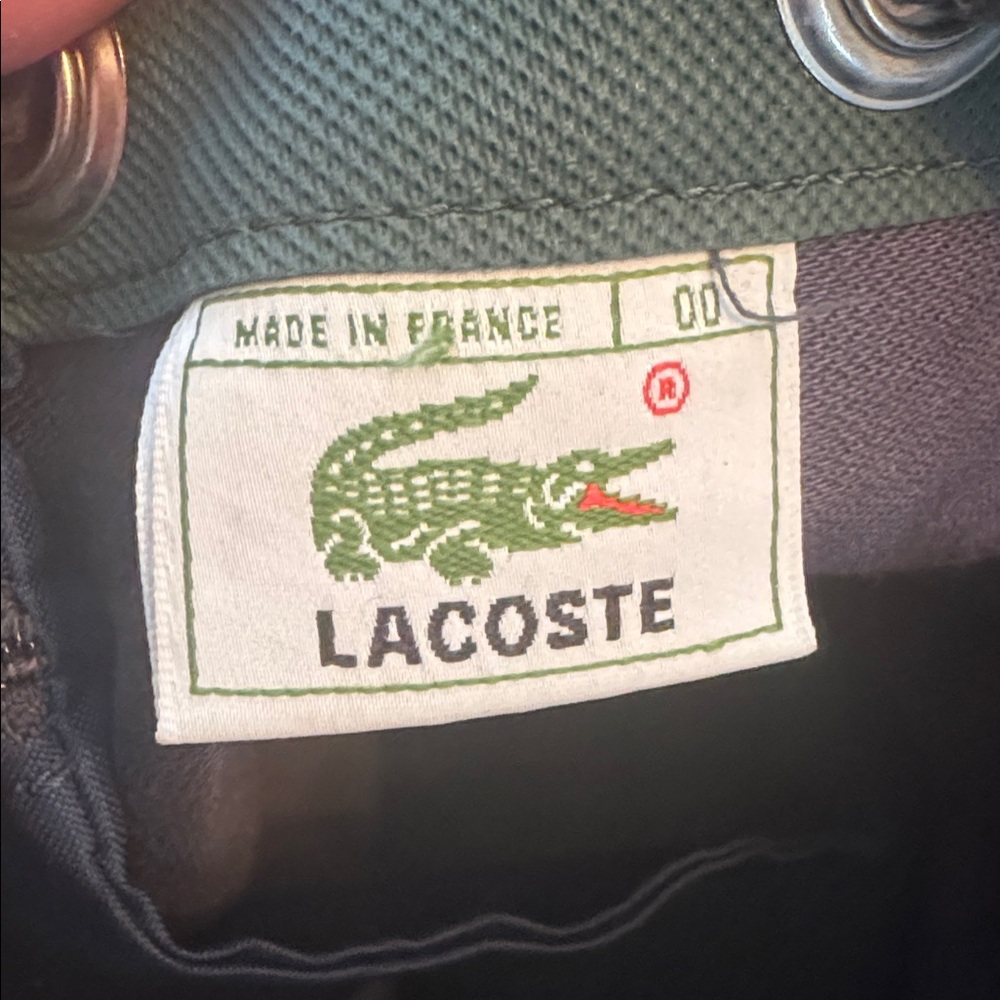 Vintage Green Lacoste Logo Canvas Bucket Bag drawstring tote unisex purse travel - Picture 10 of 12